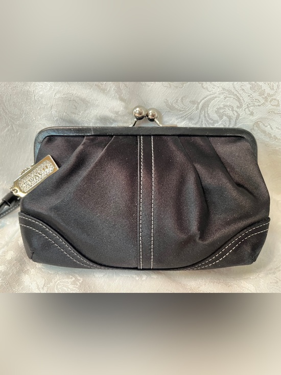 Coach Handbags - Coach Soho Kisslock Black Satin Clutch with Swarovski Crystal Studded Hangtag